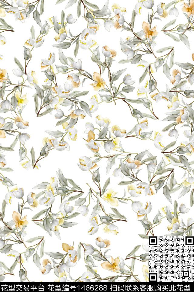 清爽底花卉花卉大牌风数码印花华亿平台下载（图片编号: 1466288） - 瓦栏（Walan）
