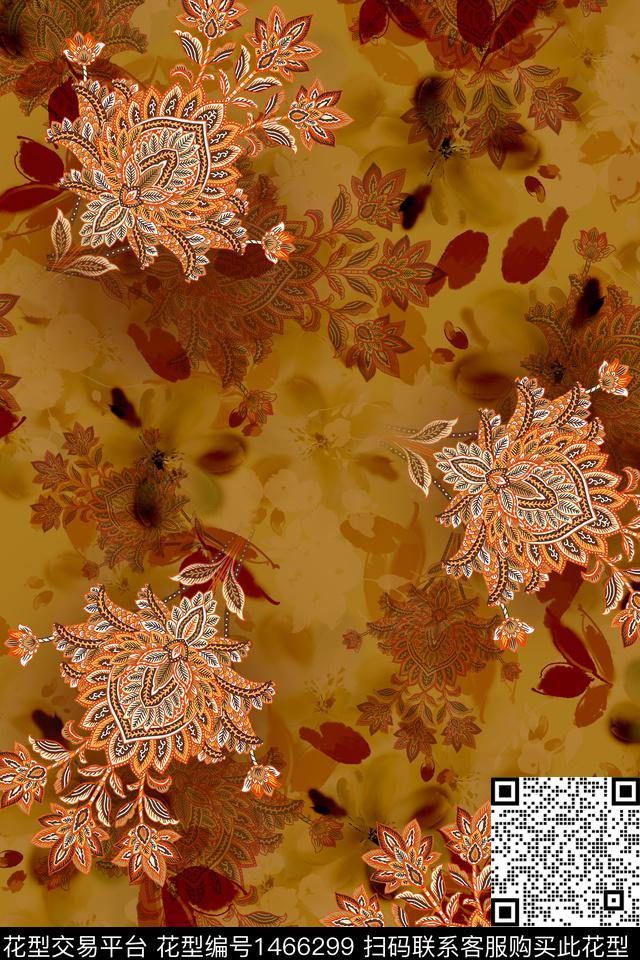 大牌风旗袍香云纱数码印花华亿平台下载（图片编号: 1466299） - 瓦栏（Walan）