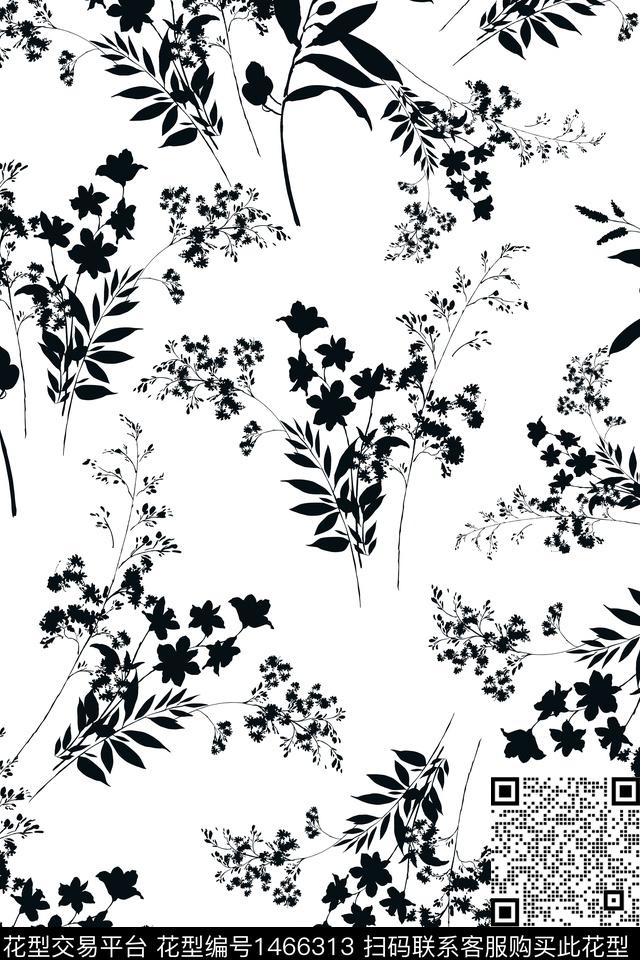 黑白华亿平台年轻女性小清新传统印花华亿平台下载（图片编号: 1466313） - 瓦栏（Walan）