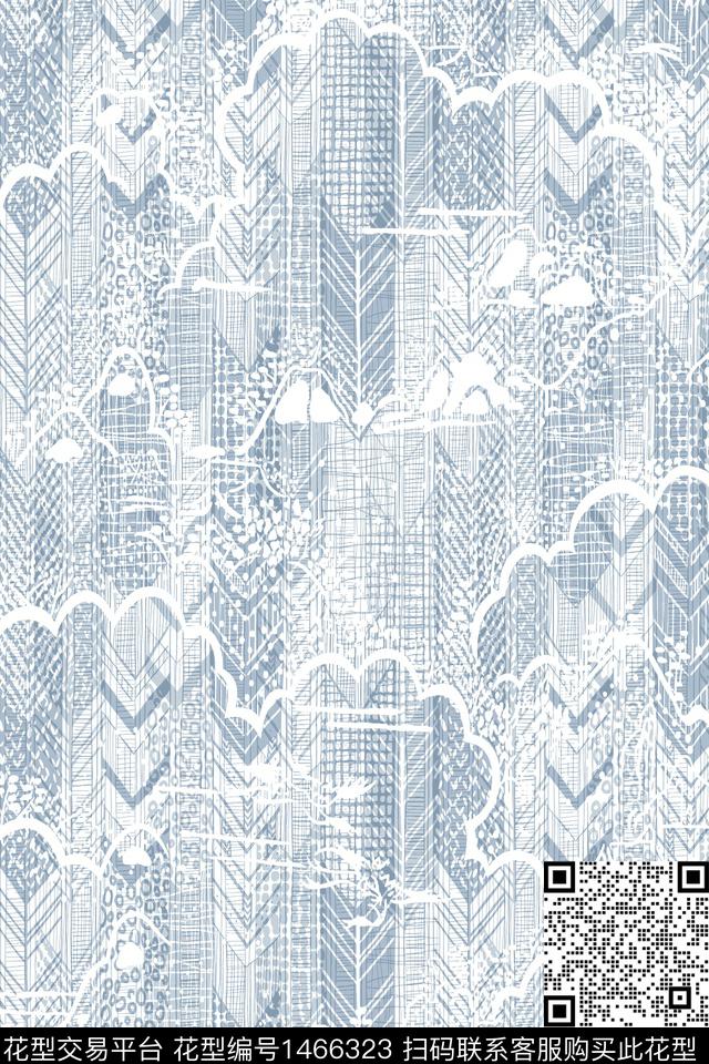 几何肌理抽象花卉数码印花华亿平台下载（图片编号: 1466323） - 瓦栏（Walan）