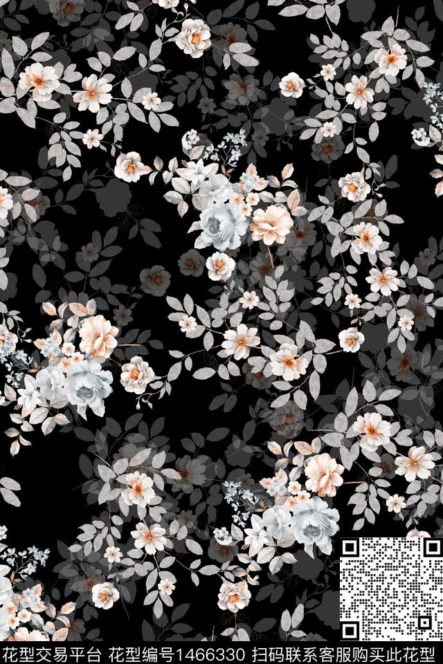 花卉真丝小碎花数码印花华亿平台下载（图片编号: 1466330） - 瓦栏（Walan）