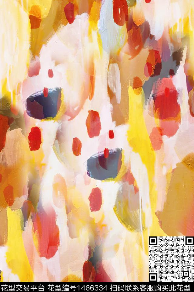 抽象花卉扎染华亿平台大牌风数码印花华亿平台下载（图片编号: 1466334） - 瓦栏（Walan）
