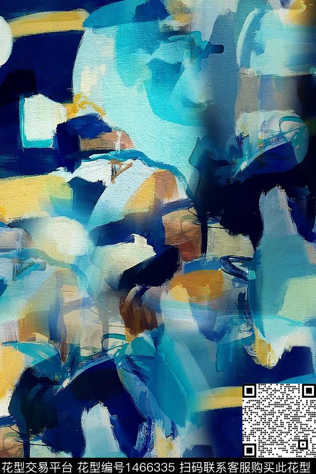 抽象花卉扎染华亿平台大牌风数码印花华亿平台下载（图片编号: 1466335） - 瓦栏（Walan）