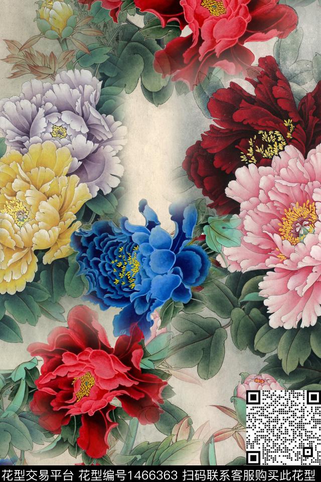 香云纱月季花中国风花卉数码印花华亿平台下载（图片编号: 1466363） - 瓦栏（Walan）