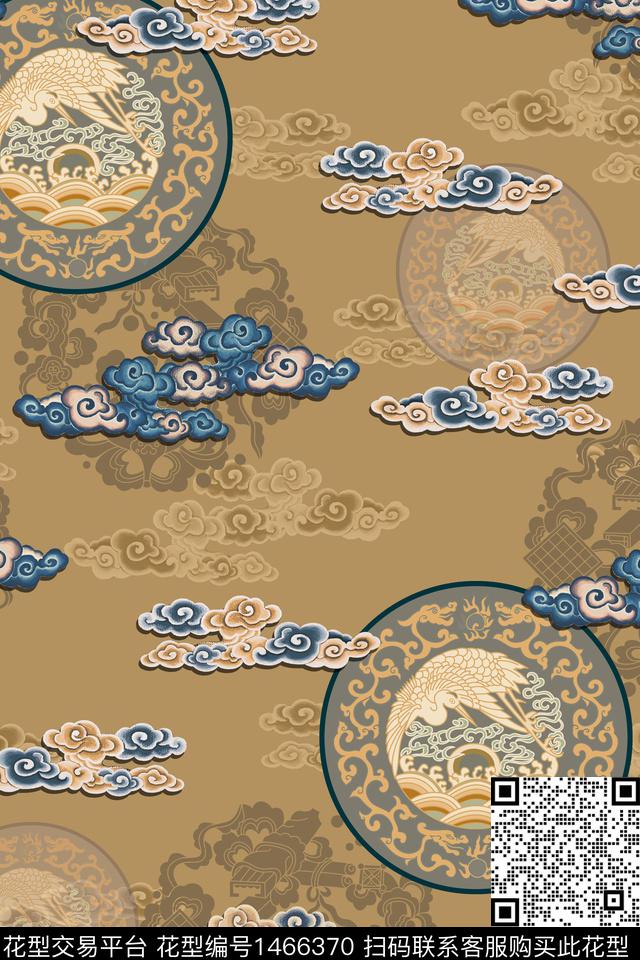 中国风香云纱复古旗袍华亿平台数码印花华亿平台下载（图片编号: 1466370） - 瓦栏（Walan）