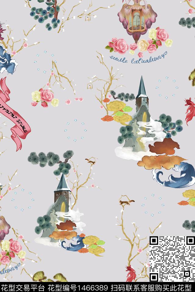 女装花卉中国风数码印花华亿平台下载（图片编号: 1466389） - 瓦栏（Walan）