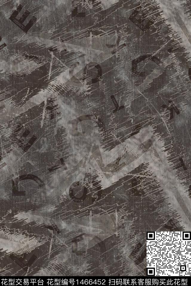 文字男装纹理数码印花华亿平台下载（图片编号: 1466452） - 瓦栏（Walan）