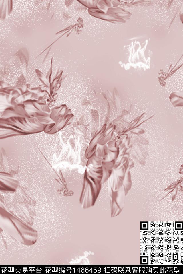 双色花卉马数码印花华亿平台下载（图片编号: 1466459） - 瓦栏（Walan）