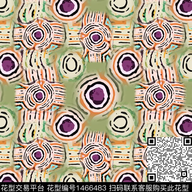 线条大牌风圆圈与波点数码印花华亿平台下载（图片编号: 1466483） - 瓦栏（Walan）