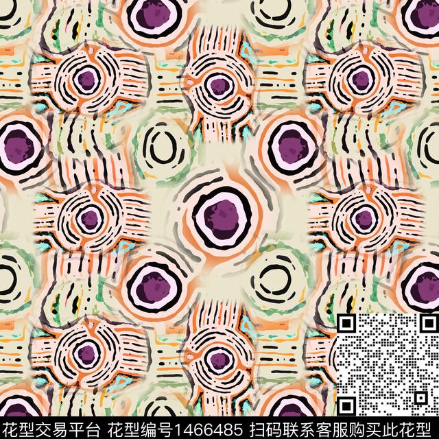 线条大牌风圆圈与波点数码印花华亿平台下载（图片编号: 1466485） - 瓦栏（Walan）