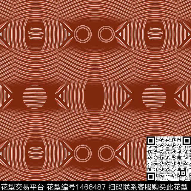 线条圆圈与波点传统印花华亿平台下载（图片编号: 1466487） - 瓦栏（Walan）