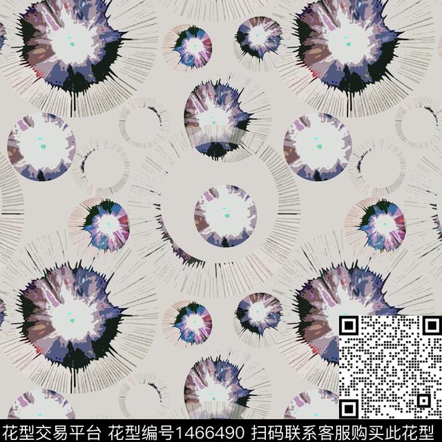 线条大牌风圆圈与波点传统印花华亿平台下载（图片编号: 1466490） - 瓦栏（Walan）