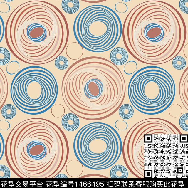 线条圆形传统印花华亿平台下载（图片编号: 1466495） - 瓦栏（Walan）