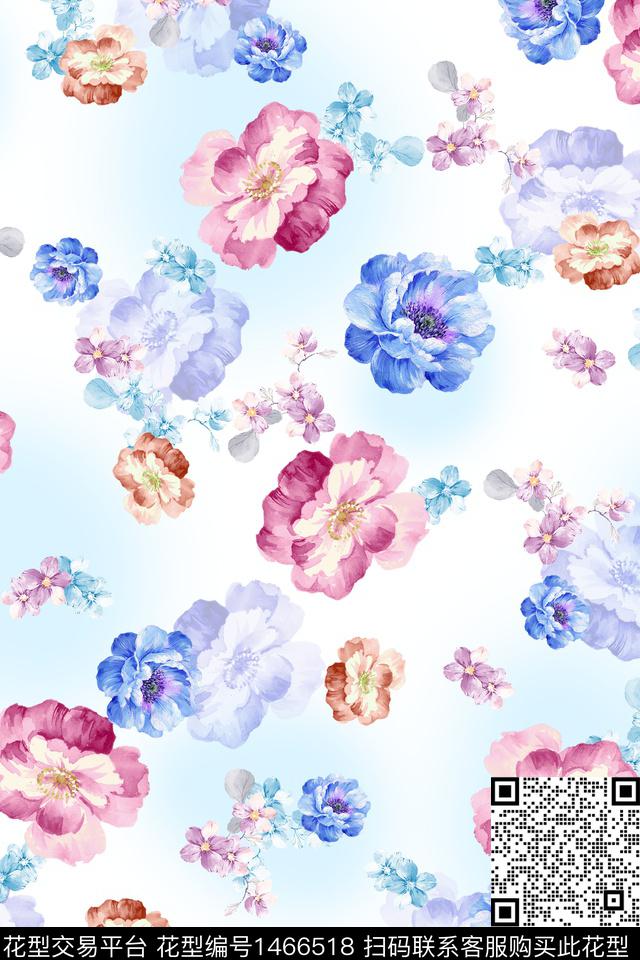 水彩大牌风年轻女性数码印花华亿平台下载（图片编号: 1466518） - 瓦栏（Walan）