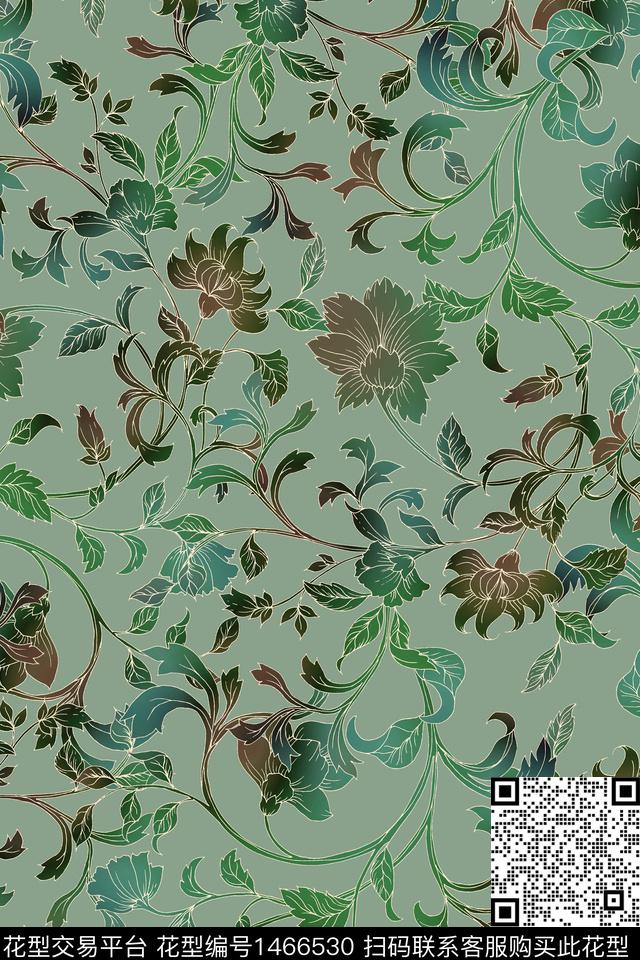 民族花卉民族风北欧数码印花华亿平台下载（图片编号: 1466530） - 瓦栏（Walan）