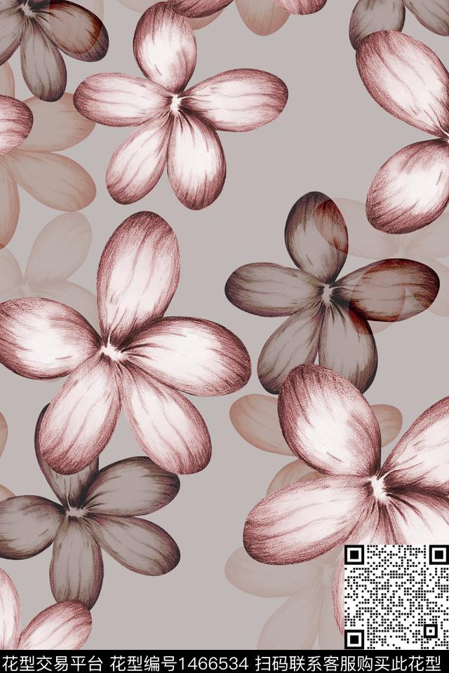 清爽底花卉花卉大牌风数码印花华亿平台下载（图片编号: 1466534） - 瓦栏（Walan）