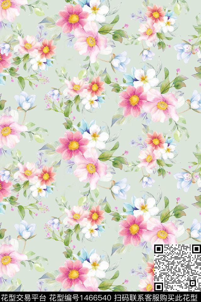 清爽底花卉花卉大牌风数码印花华亿平台下载（图片编号: 1466540） - 瓦栏（Walan）