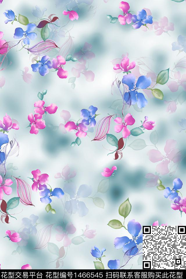 花卉真丝小碎花数码印花华亿平台下载（图片编号: 1466545） - 瓦栏（Walan）