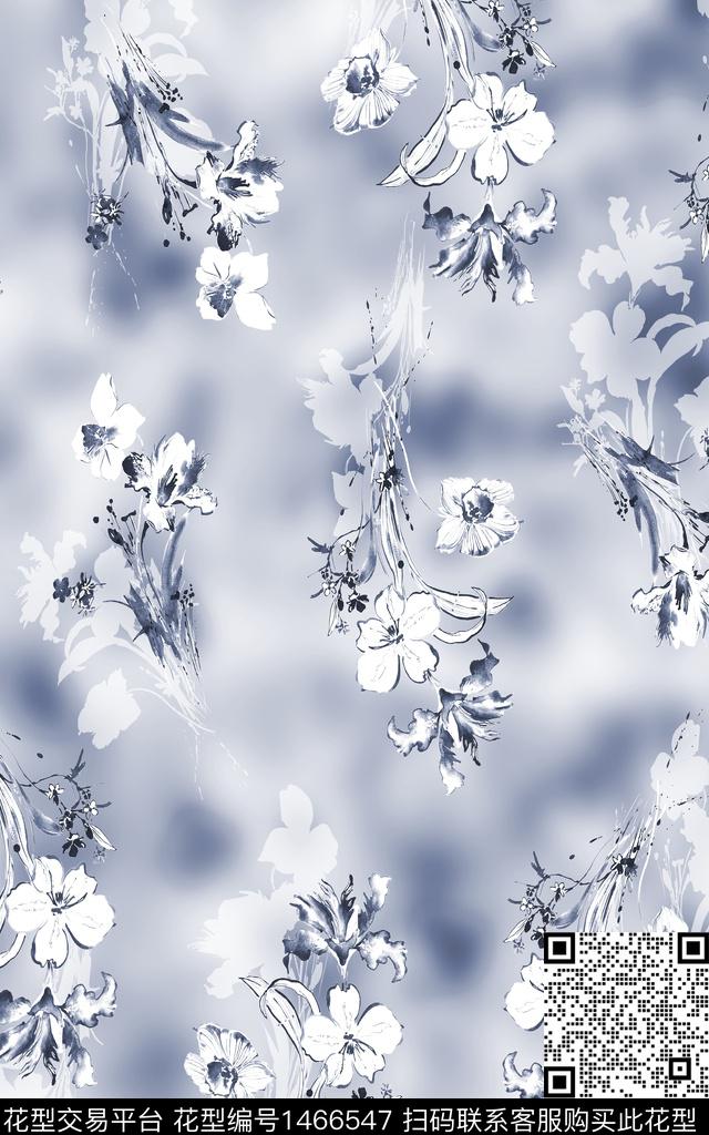 时尚花卉真丝数码印花华亿平台下载（图片编号: 1466547） - 瓦栏（Walan）