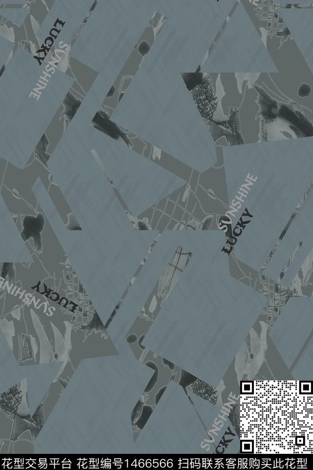 几何文字男装数码印花华亿平台下载（图片编号: 1466566） - 瓦栏（Walan）