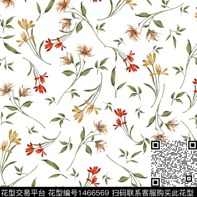 花卉满版散花小碎花数码印花华亿平台下载（图片编号: 1466569） - 瓦栏（Walan）
