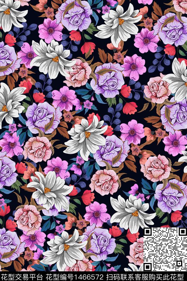 女装花卉大牌风数码印花华亿平台下载（图片编号: 1466572） - 瓦栏（Walan）