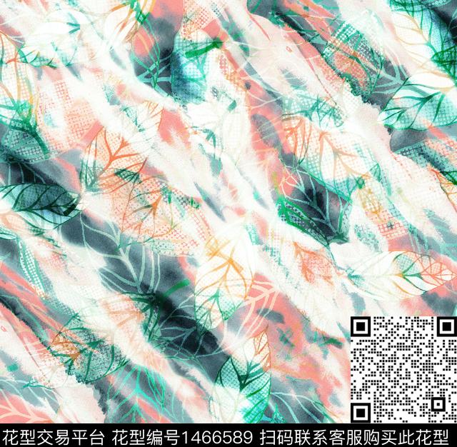 扎染华亿平台花卉大牌风数码印花华亿平台下载（图片编号: 1466589） - 瓦栏（Walan）
