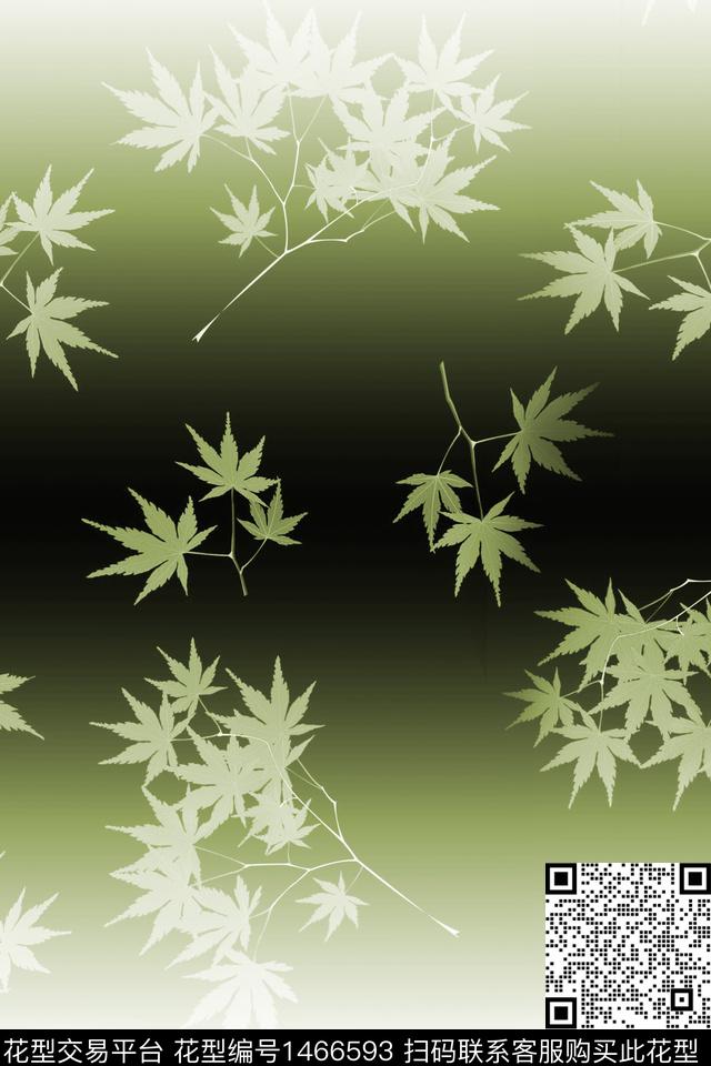 渐变枫叶单色数码印花华亿平台下载（图片编号: 1466593） - 瓦栏（Walan）