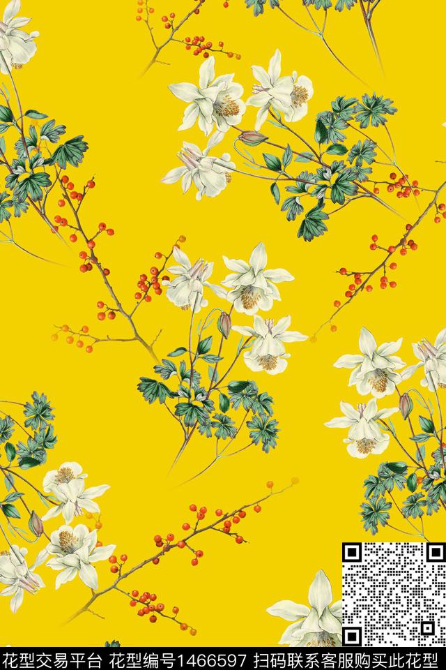 花卉大牌风小碎花数码印花华亿平台下载（图片编号: 1466597） - 瓦栏（Walan）
