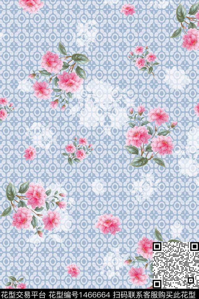 几何绿植树叶大牌风数码印花华亿平台下载（图片编号: 1466664） - 瓦栏（Walan）