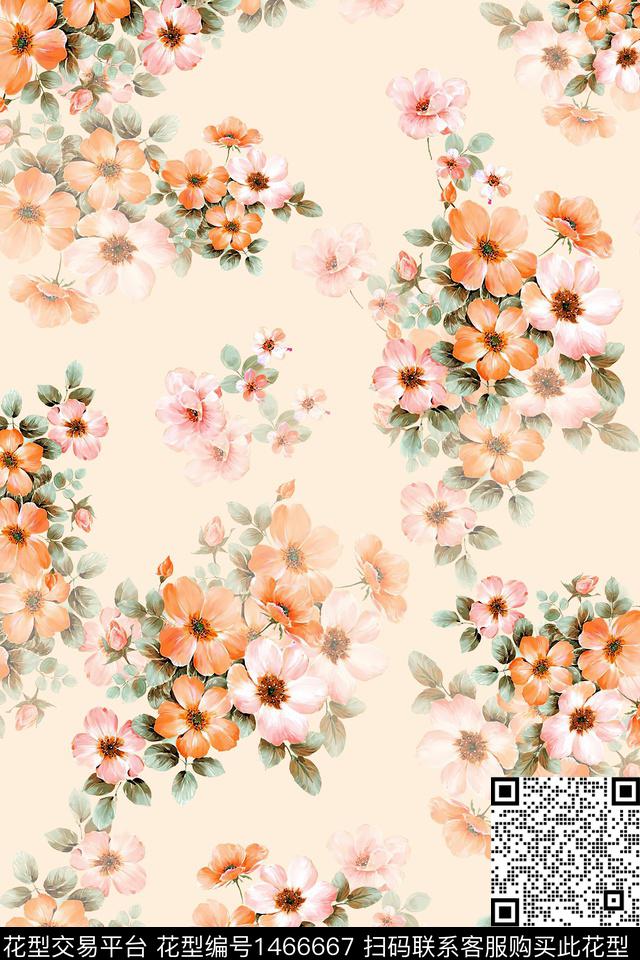 水彩大牌风年轻女性数码印花华亿平台下载（图片编号: 1466667） - 瓦栏（Walan）