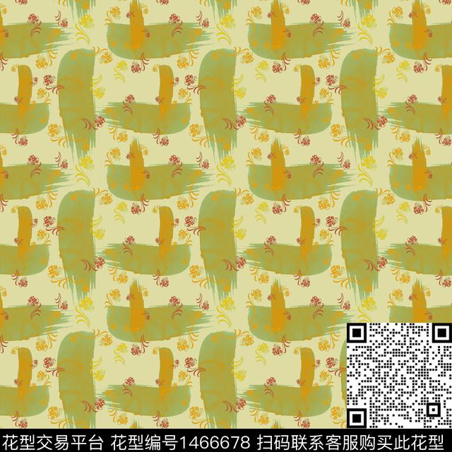 笔触花卉大牌风数码印花华亿平台下载（图片编号: 1466678） - 瓦栏（Walan）