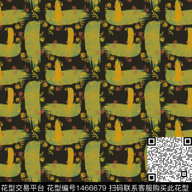 笔触花卉大牌风数码印花华亿平台下载（图片编号: 1466679） - 瓦栏（Walan）