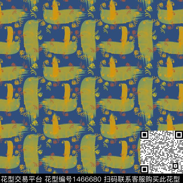 笔触花卉大牌风数码印花华亿平台下载（图片编号: 1466680） - 瓦栏（Walan）