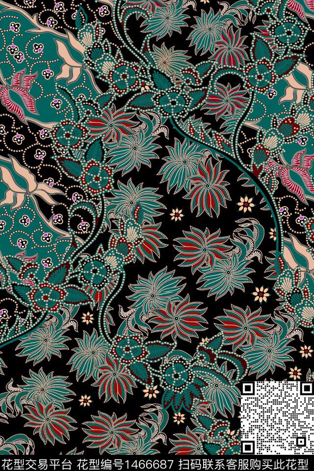 时尚民族风真丝数码印花华亿平台下载（图片编号: 1466687） - 瓦栏（Walan）