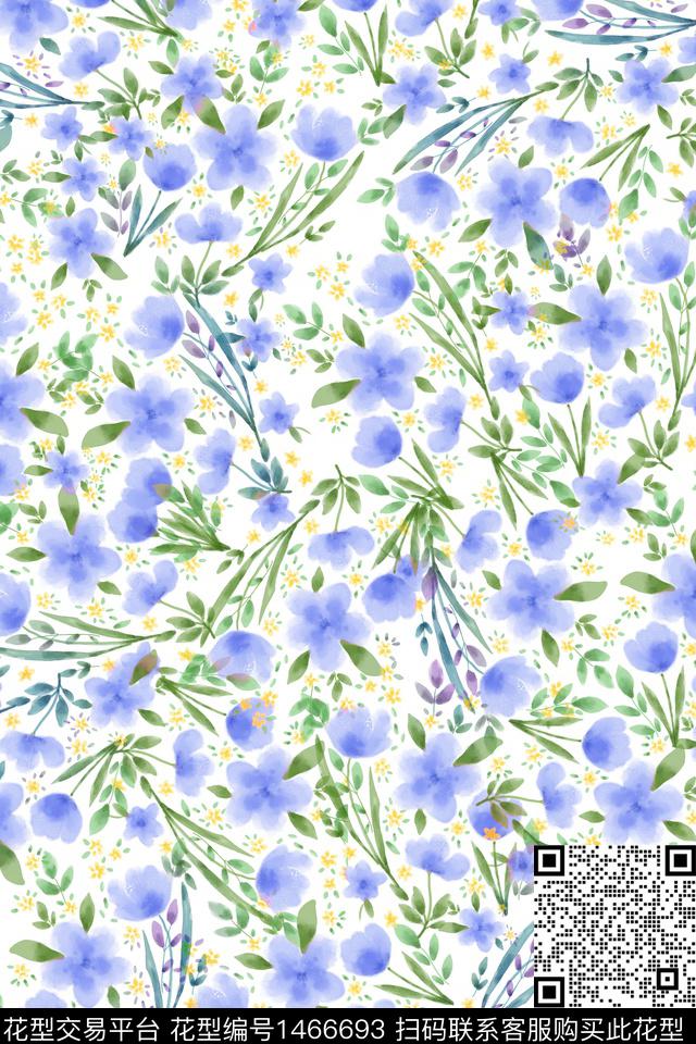 清爽底花卉花卉大牌风数码印花华亿平台下载（图片编号: 1466693） - 瓦栏（Walan）