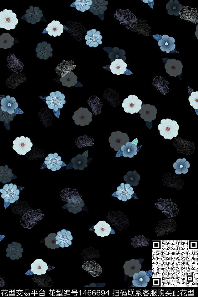 清爽底花卉花卉大牌风数码印花华亿平台下载（图片编号: 1466694） - 瓦栏（Walan）