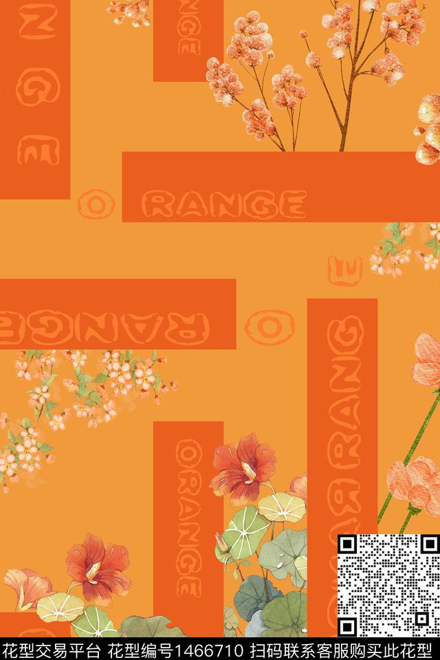 花卉大牌风植物数码印花华亿平台下载（图片编号: 1466710） - 瓦栏（Walan）