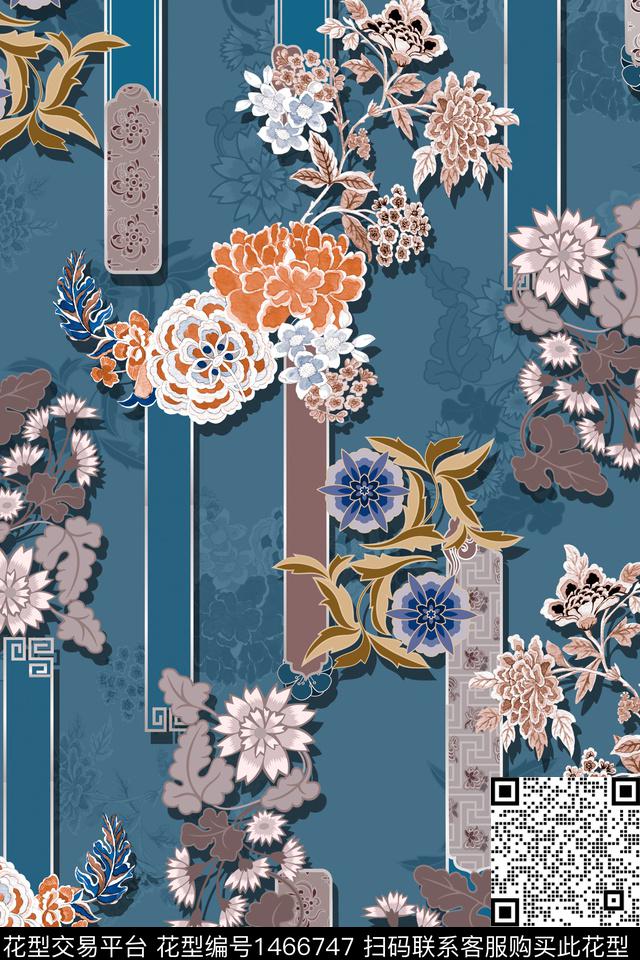 中国风中老年香云纱数码印花华亿平台下载（图片编号: 1466747） - 瓦栏（Walan）