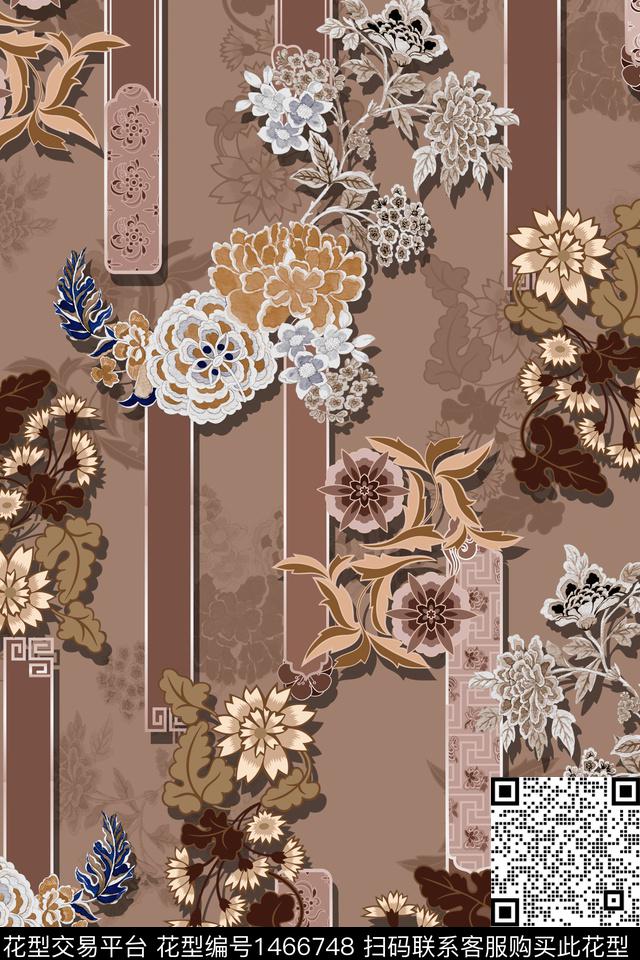 中国风中老年香云纱数码印花华亿平台下载（图片编号: 1466748） - 瓦栏（Walan）