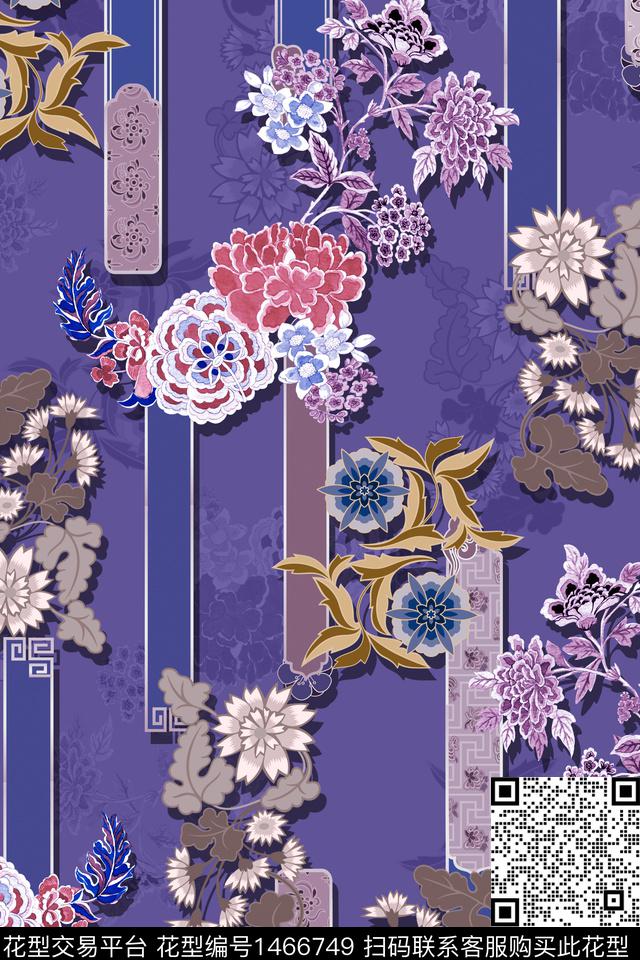 中国风中老年香云纱数码印花华亿平台下载（图片编号: 1466749） - 瓦栏（Walan）