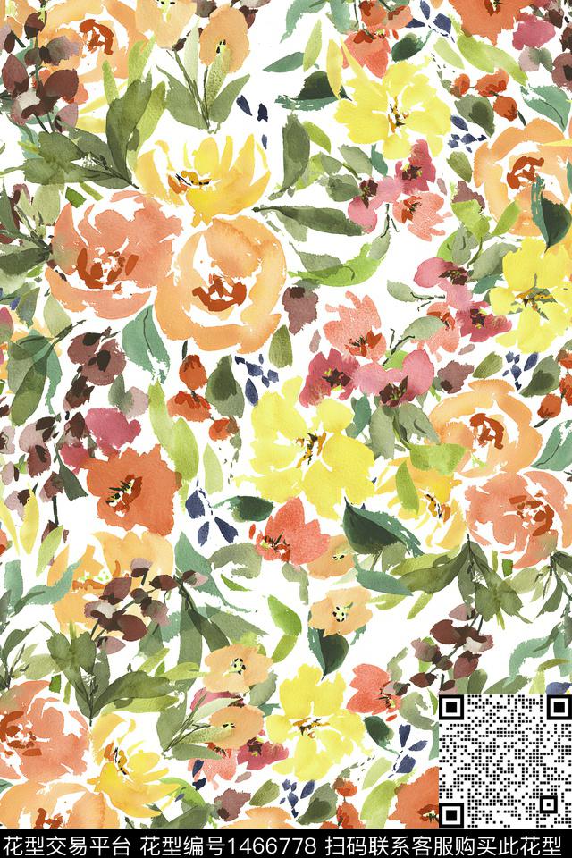 花卉真丝小碎花数码印花华亿平台下载（图片编号: 1466778） - 瓦栏（Walan）