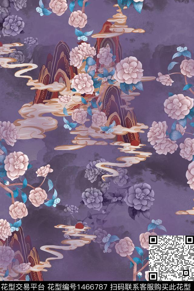 中国风香云纱复古旗袍华亿平台数码印花华亿平台下载（图片编号: 1466787） - 瓦栏（Walan）