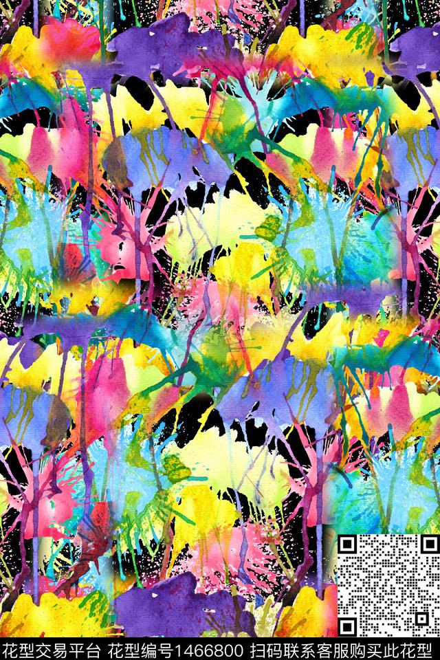 写意肌理抽象数码印花华亿平台下载（图片编号: 1466800） - 瓦栏（Walan）