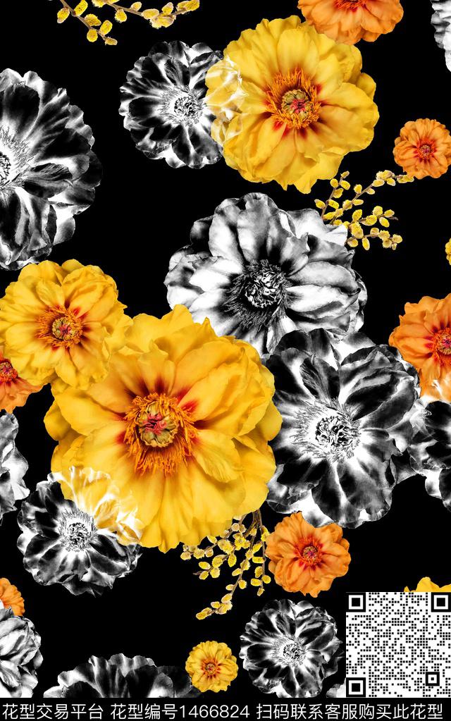 绿植树叶花卉大牌风数码印花华亿平台下载（图片编号: 1466824） - 瓦栏（Walan）