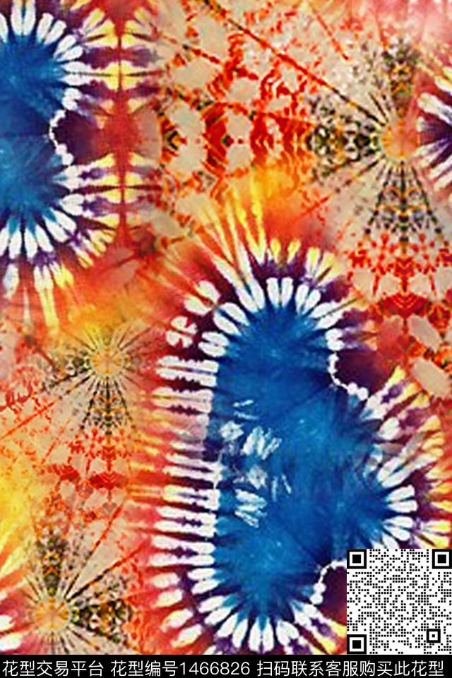 民族风扎染华亿平台年轻女性数码印花华亿平台下载（图片编号: 1466826） - 瓦栏（Walan）