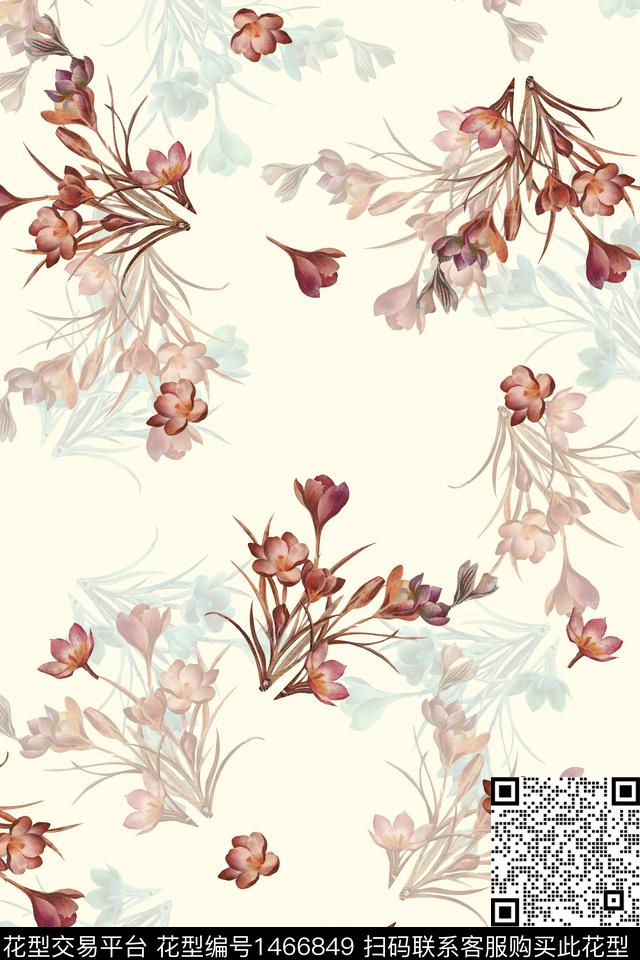 水彩绿植树叶大牌风数码印花华亿平台下载（图片编号: 1466849） - 瓦栏（Walan）