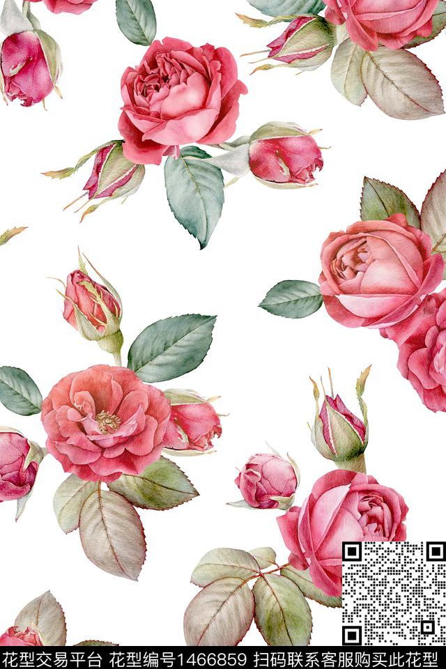 清爽底花卉花卉大牌风数码印花华亿平台下载（图片编号: 1466859） - 瓦栏（Walan）