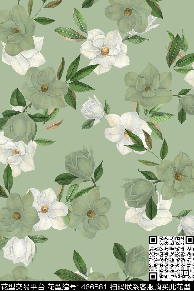 清爽底花卉花卉大牌风数码印花华亿平台下载（图片编号: 1466861） - 瓦栏（Walan）