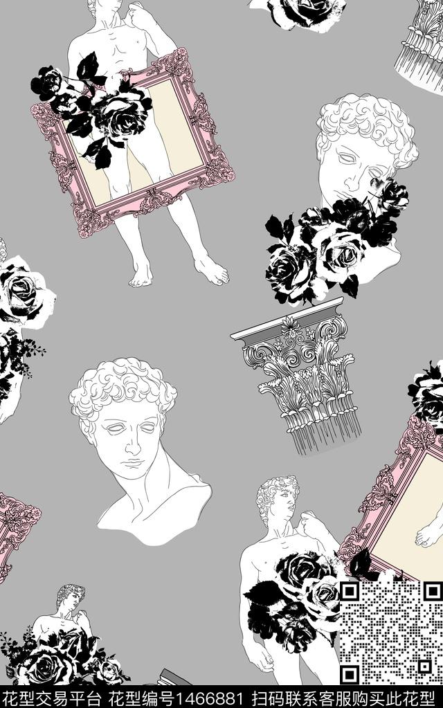 人物花卉艺术数码印花华亿平台下载（图片编号: 1466881） - 瓦栏（Walan）